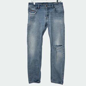Diesel D.N.A. Sleenker Mens Distressed Thrashed Grunge Slim Fit Jeans Size 32x32